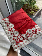 Teeya Creation New Trendy Stylish Party Wear Silk Saree-Red | Grocsy