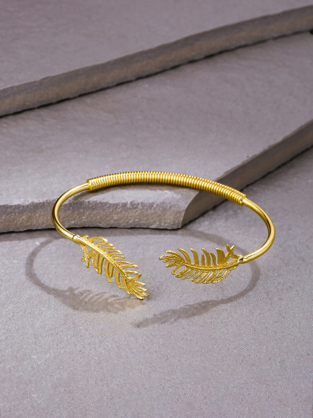 NVR Women Gold-Polished Adjustable Kada Bracelet | Grocsy