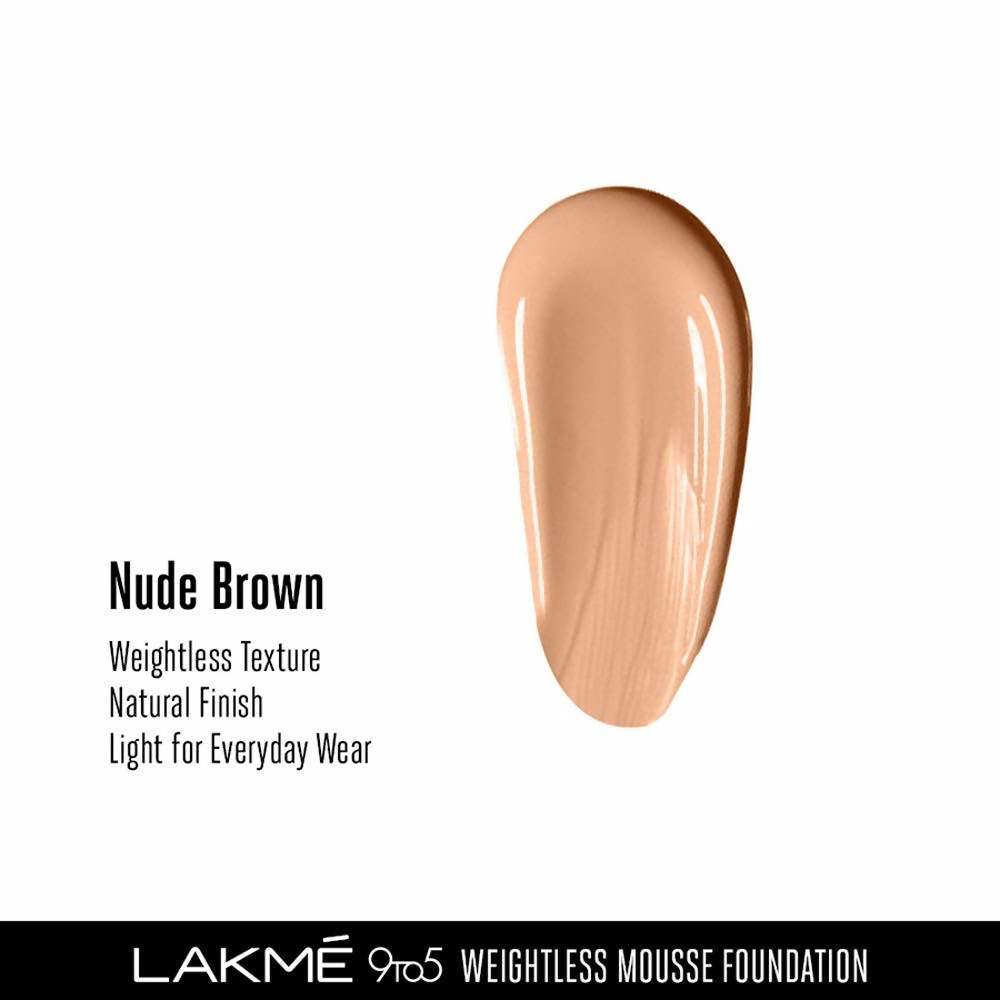 Lakme 9To5 Weightless Mousse Foundation - Nude Brown | Grocsy