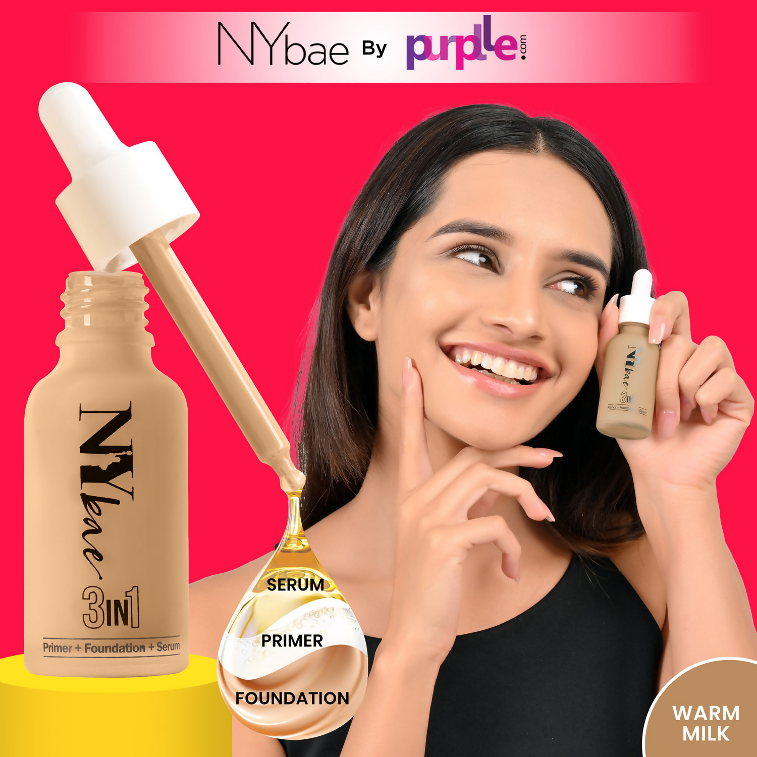 NY Bae 3 in 1 Serum Foundation with Primer Warm Milk 09 | Grocsy