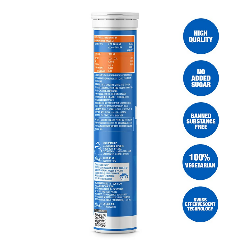 Fast&Up L-Arginine Essentials 1500 Mg & Vitalize Multivitamin Tablets - Orange Flavor | Grocsy