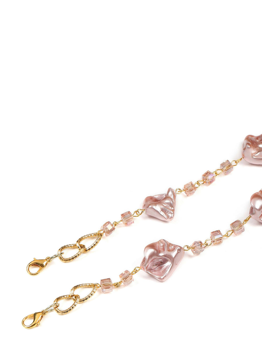 Pink Gold-Toned Embellished Mask Chain - Ruby Raang | Grocsy