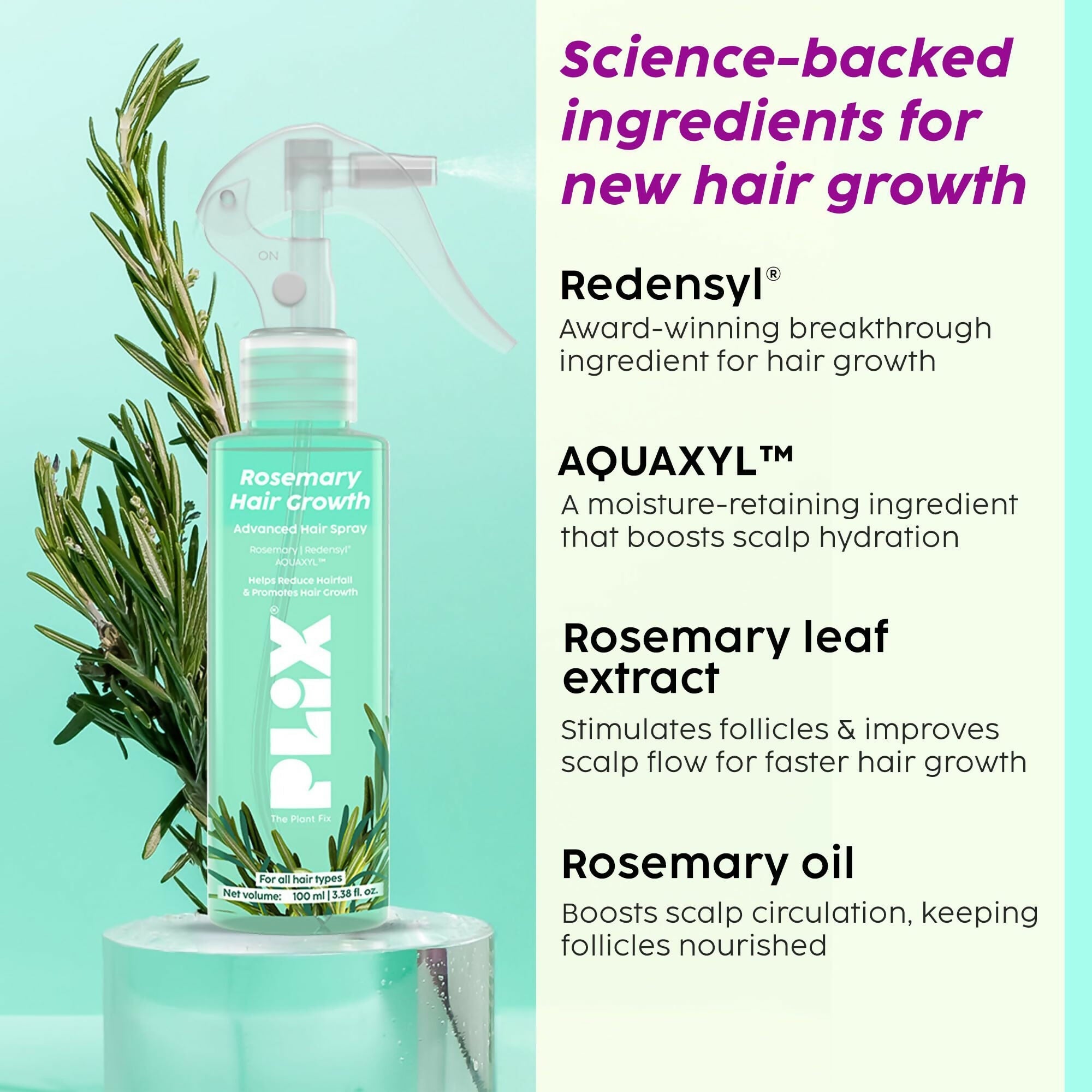 PLIX The Plant Fix Rosemary Hair Growth Advanced Hair Spray For Fuller, Thicker Hair | Grocsy