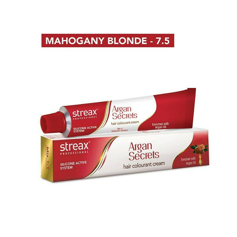 Streax Professional Argan Secrets Hair Colourant Cream - Mahogany Blonde 7.5 | Grocsy