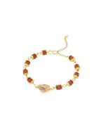 NVR Women's Gold Toned Rudraksh & Pearls Bracelet | Grocsy