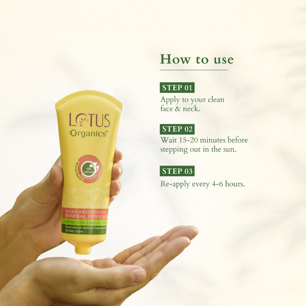 Lotus Organics Sheer Brightening Mineral Sunscreen SPF 50 PA +++ | Grocsy