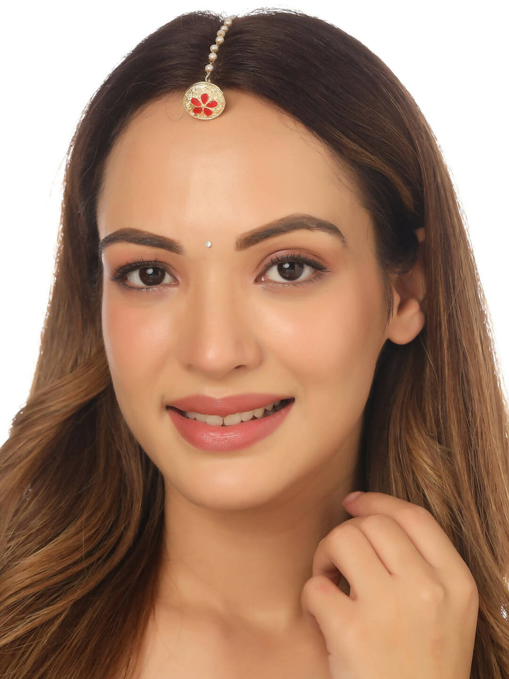 NVR Women's Trending Stylish Gold-Polished Maang Tikka | Grocsy