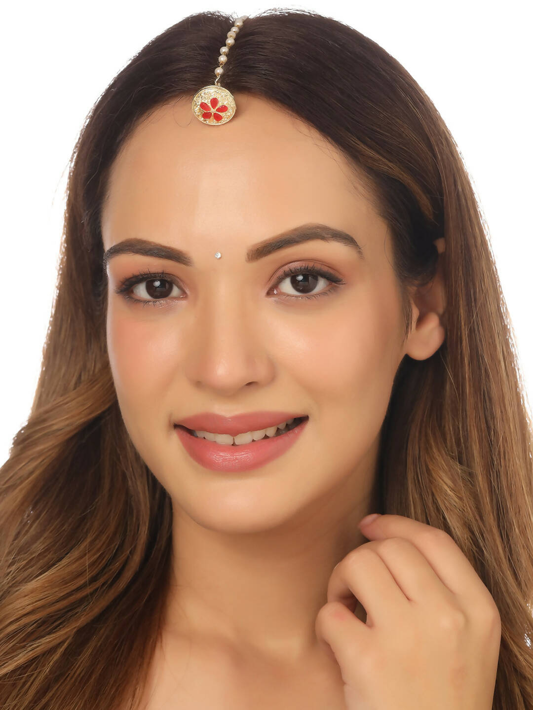NVR Women's Trending Stylish Gold-Polished Maang Tikka | Grocsy