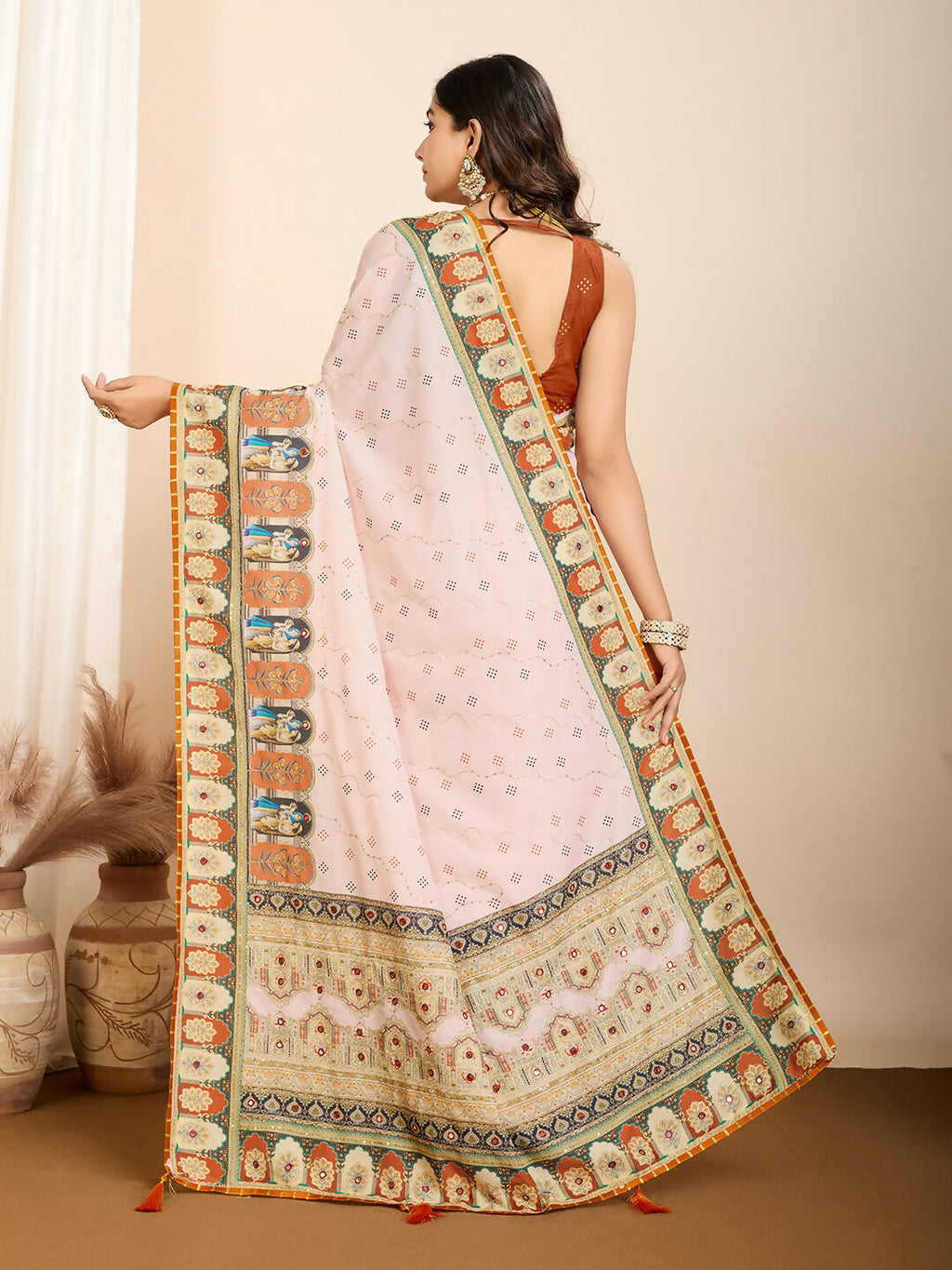 Orange Muslin Cotton Designer Digital Printed Saree - Lavisha | Grocsy