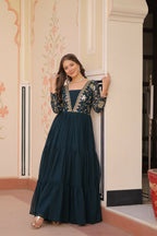 Joban Fashion Rama Georgette Sequence Embroidery Work Dress | Grocsy