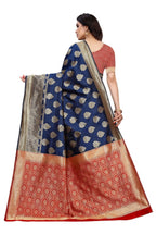 Vamika Banarasi Jacquard Weaving Blue Saree (Dangal Blue) | Grocsy