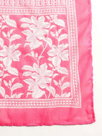 Aavyora Women's Pink Floral Cotton Kurta with Lace Detailing, with Trouser & Dupatta | Grocsy