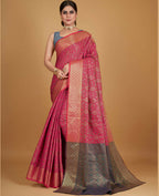Pink Silk Woven Design Saree With Unstitched Blouse Piece - Akshita | Grocsy