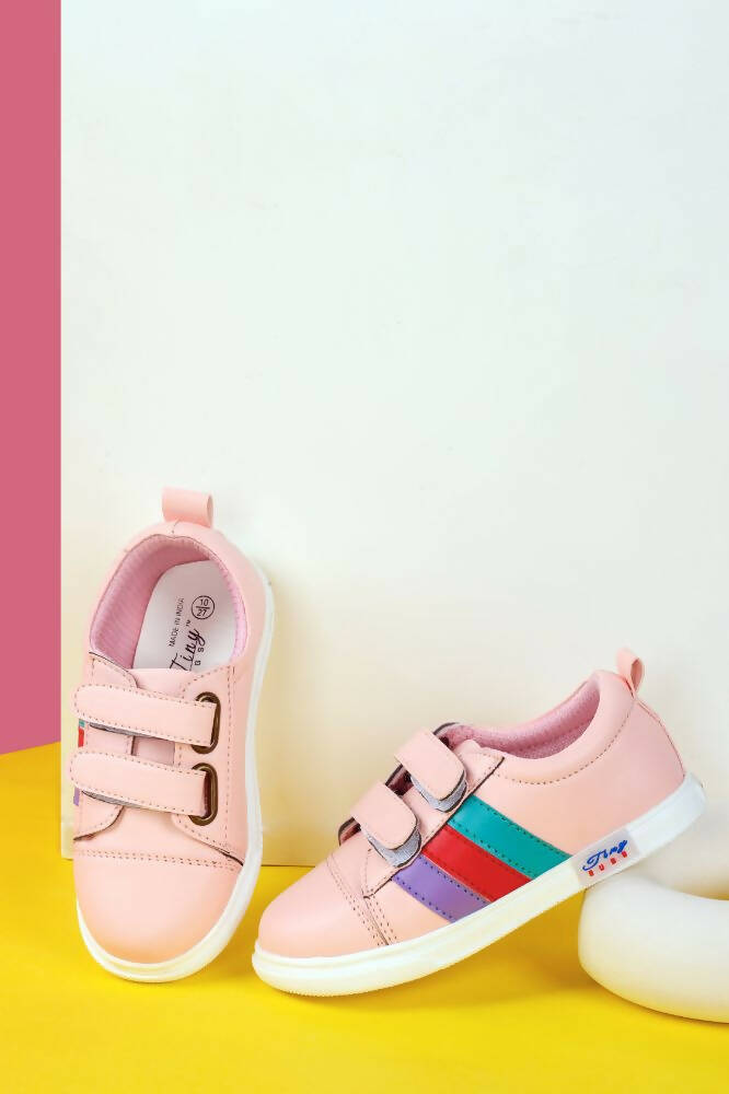 Tiny Bugs For Boys & Girls Double Velcro Sneakers - Pink | Grocsy