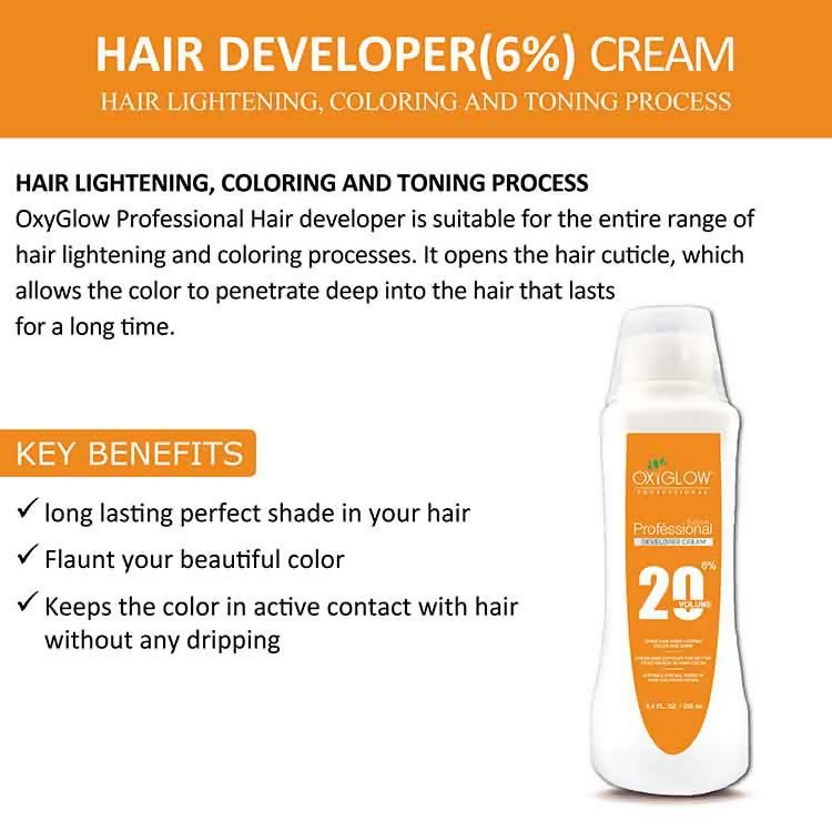 Oxyglow Herbals Professional Hair Color Developer - 20 Volume (6%) Orange | Grocsy