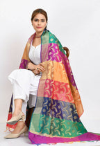Mominos Fashion Moeza Women's Banarsi Silk Floral Woven Design Multi Dupatta | Grocsy