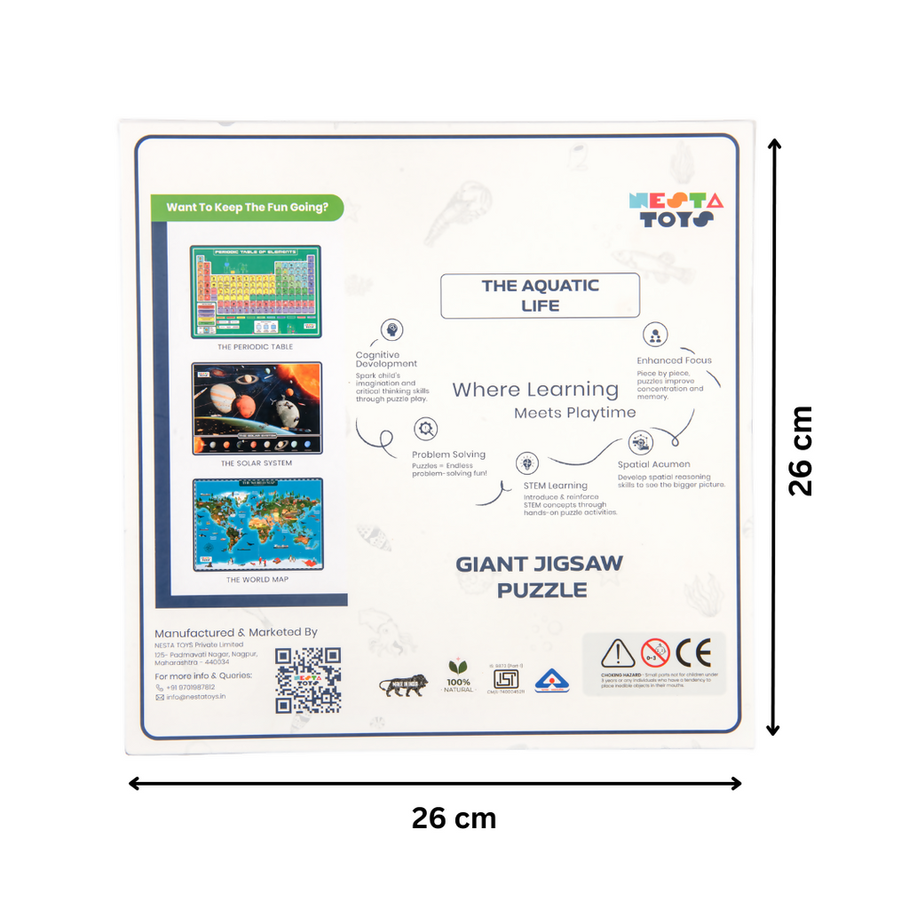 Nesta Toys Aquatic Life Jigsaw Puzzle for Kids, Jumbo Floor Puzzle, Educational Toy (6+ Years) | Grocsy