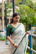 Green Pure Georgette Warli Saree with Unstitched Blouse - A2M | Grocsy