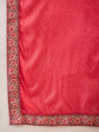 The52 Women's Beautiful Printed Work Rayon Fabric Flared Kurta Pant and Dupatta Set-Red | Grocsy