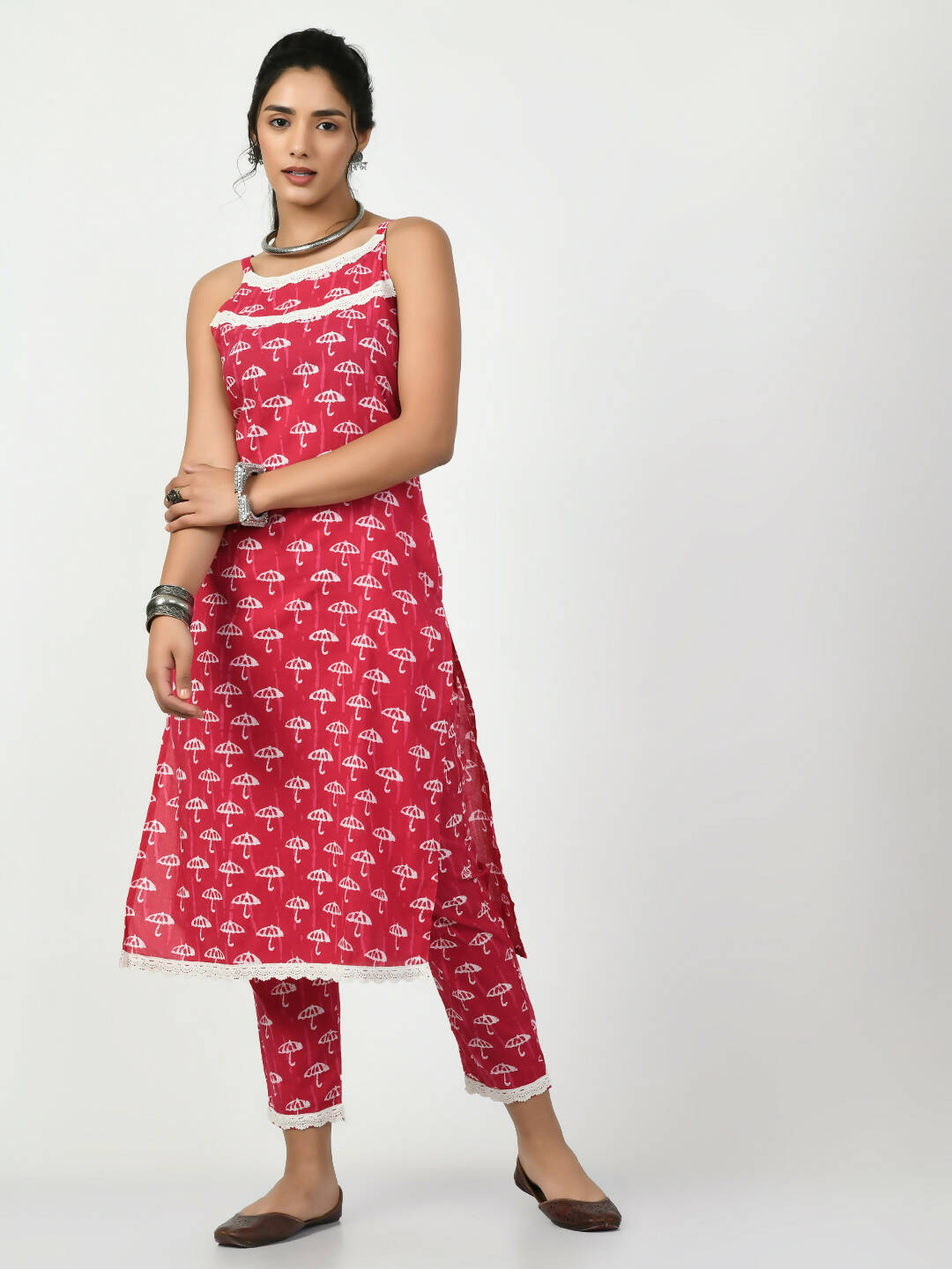 Myshka Women's Pink Printed Kurta With Trouser | Grocsy