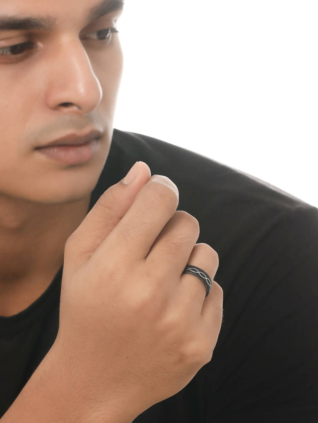 NVR Men's Black Metal Ring | Grocsy