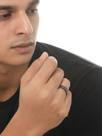 NVR Men's Black Metal Ring | Grocsy