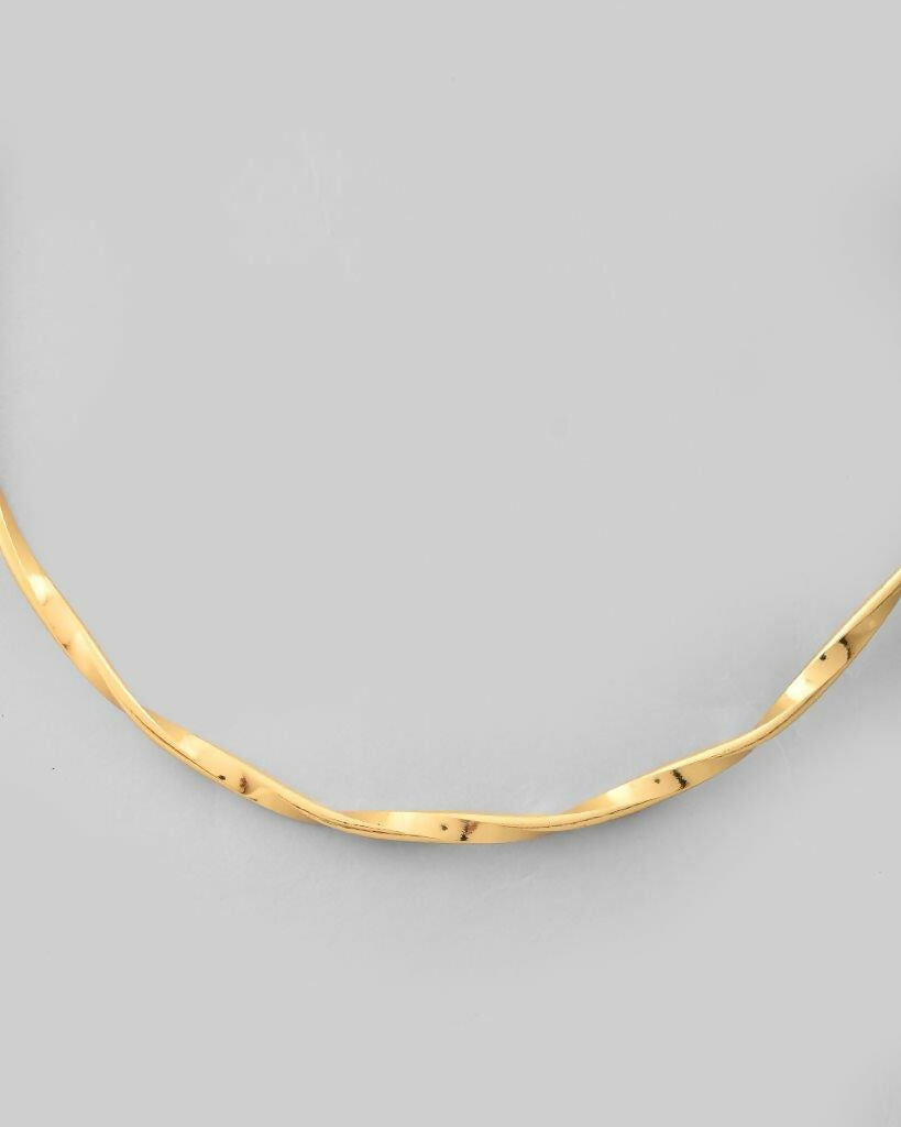 VOJ Gold-Polished Twisted Hasli Necklace | Grocsy