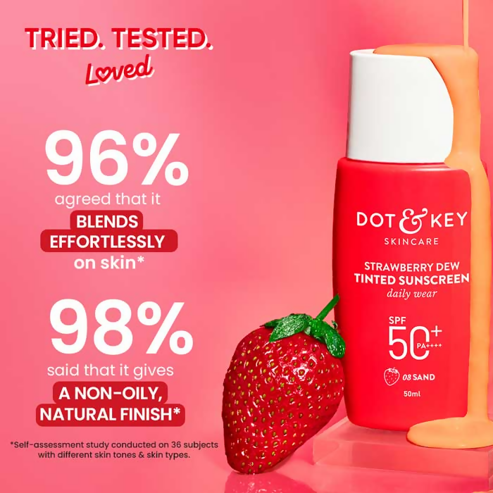 Dot & Key Strawberry Dew Tinted Sunscreen SPF 50+ PA++++ 03 Sand | Grocsy