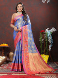 Lorenvalley Fashion Lavender Kanjivaram Silk Woven Design with Zari Weaving Saree | Grocsy