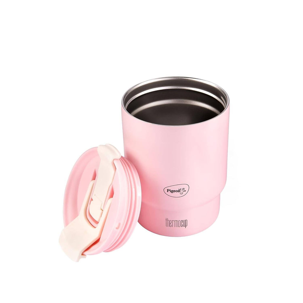 Pigeon Thermocup Stainless Steel Vacuum Insulated Coffee Cup Tumbler - 350ml (Pink) | Grocsy