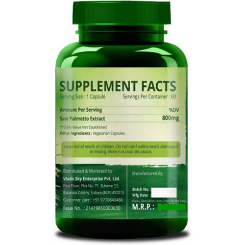 Himalayan Organics Saw Palmetto 800 mg Vegetarian Capsules | Grocsy