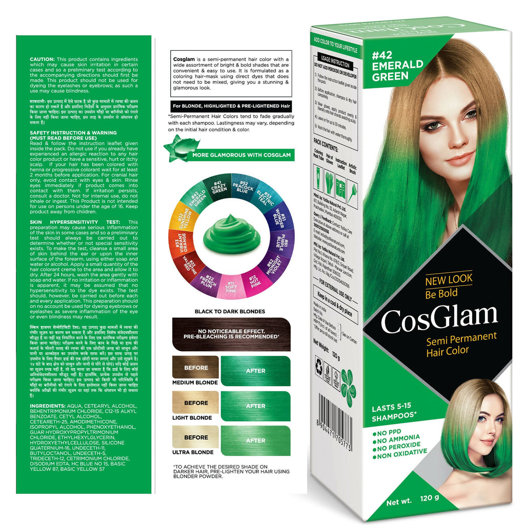 Cosglam Semi Permanent Hair Color for Women & Men (#42 Emerald Green) | Grocsy
