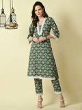 Myshka Women's Green Straight Printed Kurta | Grocsy