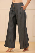 Juniper Women's Grey Denim Solid Flared Pant/Slim Pant | Grocsy