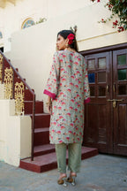 Vaasva Women Pista Green Muslin Embroidered Kurta & Pant Set | Grocsy