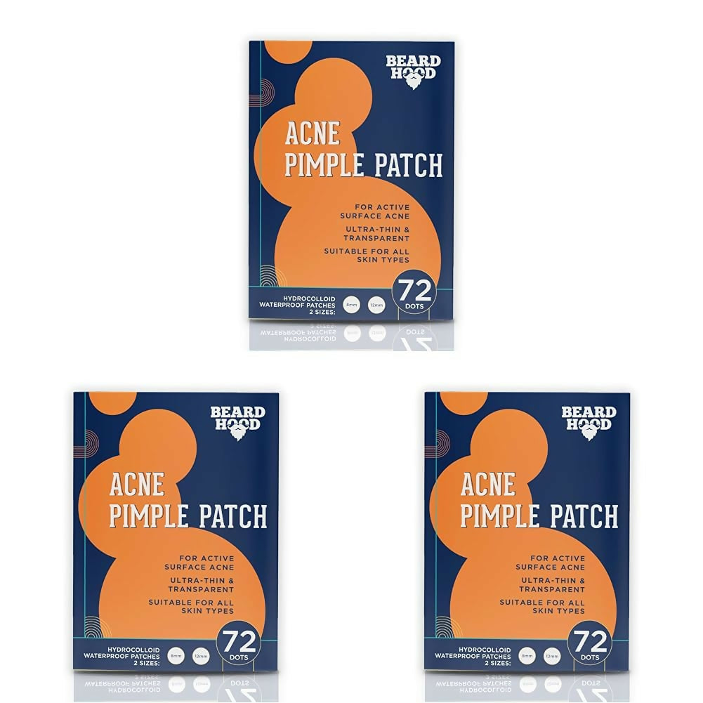 Beardhood Acne Pimple Patch Hydrocolloid Waterproof Patches For Active Surface Acne, Absorbs Pimple Overnight | Grocsy