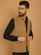 Even Apparels Pure Wool Nehru Jacket - Beige | Grocsy