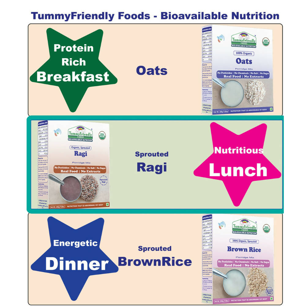 TummyFriendly Foods Certified Organic Sprouted Ragi Porridge Mix | Grocsy