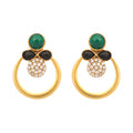 Nuyug 22K Gold Plated Cubic Zirconia Studded Contemporary Stone Earrings | Grocsy