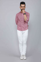 Miravan Men's Pink Spread Collar Floral Print Casual Shirt | Grocsy