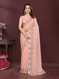 Ai Fashion Cream Soft Star Georgette Embroidery Party Wear Saree | Grocsy