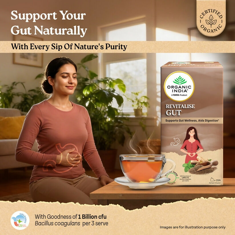 Organic India Revitalise Gut Tea Bags | Grocsy