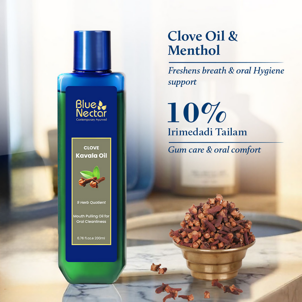 Blue Nectar Clove Oil Pulling Ayurvedic Mouthwash | Grocsy