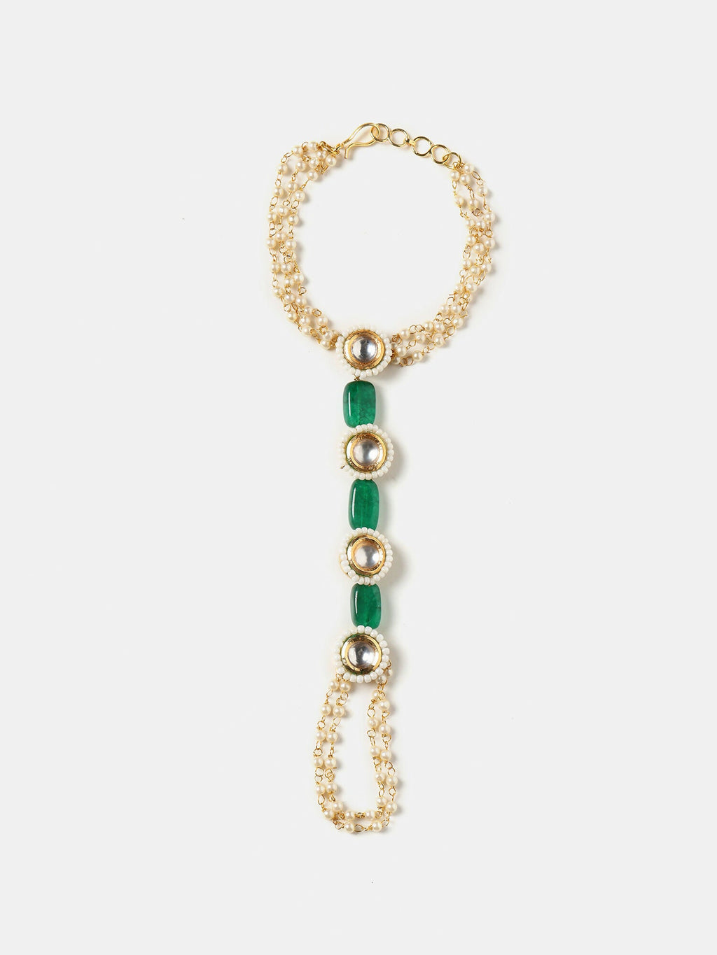 Ruby Raang Emerald Pearl Hand Harness | Grocsy