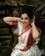 DEIANA'S Beautiful Designer Golden zari Soft Lichi Silk Saree - White | Grocsy