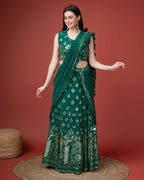 Green Georgette Sequence Embroidered Lehenga Choli with Dupatta - Tanya | Grocsy