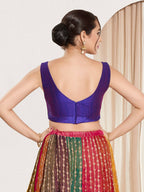 Joban Fashion Brinjal Mulberry Silk Padded Blouse With Round Neck Sleeveless | Grocsy