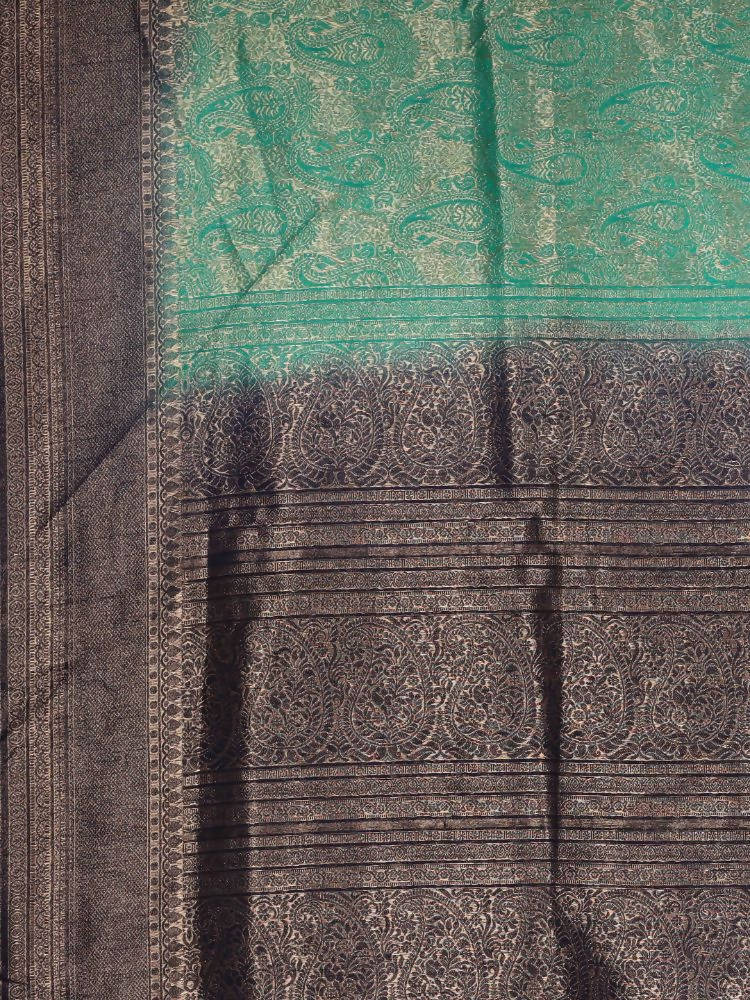Kalamandir Ethnic Motifs Teal Silk Blend Saree | Grocsy