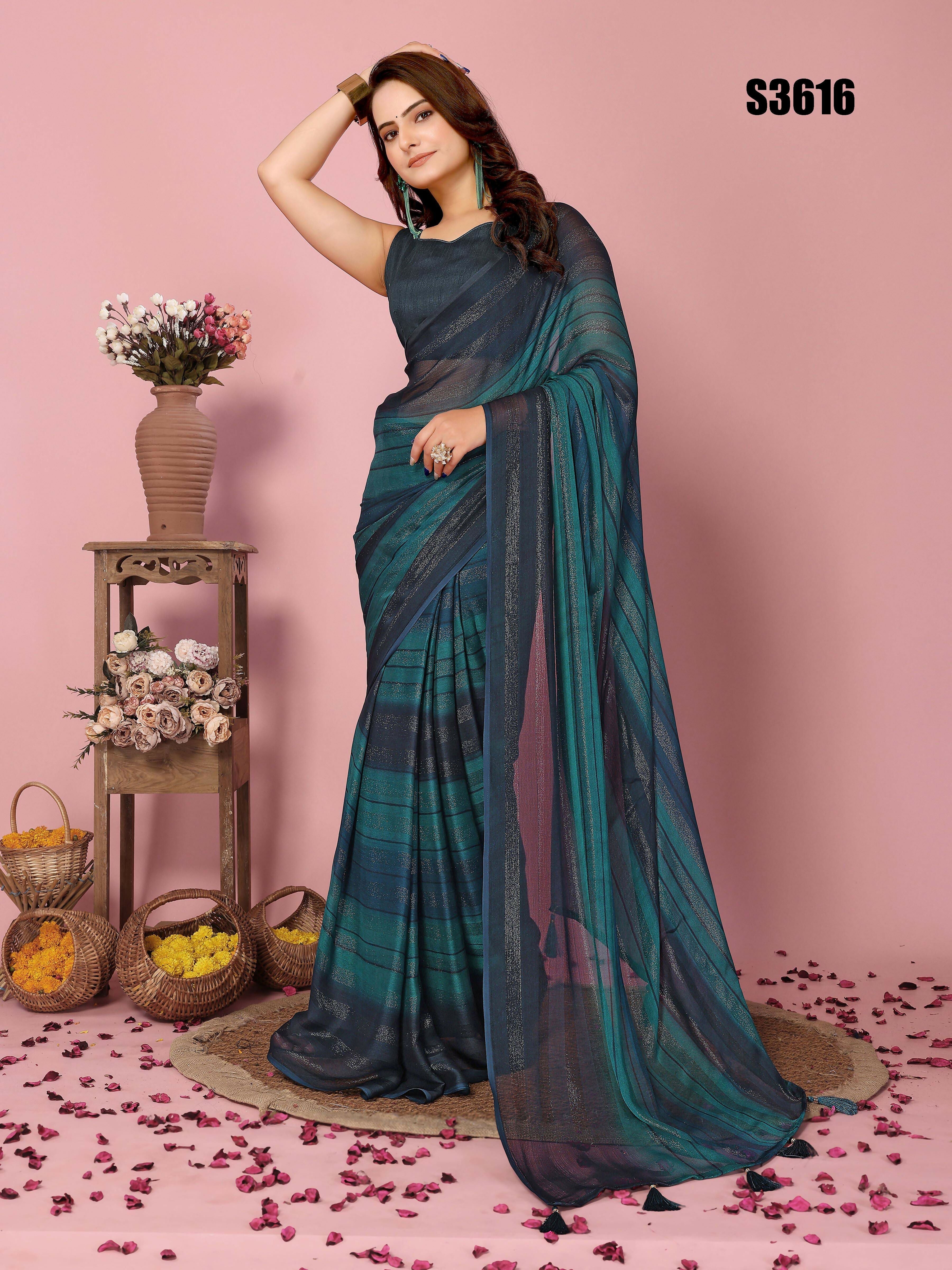 Attractive These Party Wear Ready To Wear Saree - Blue | Grocsy