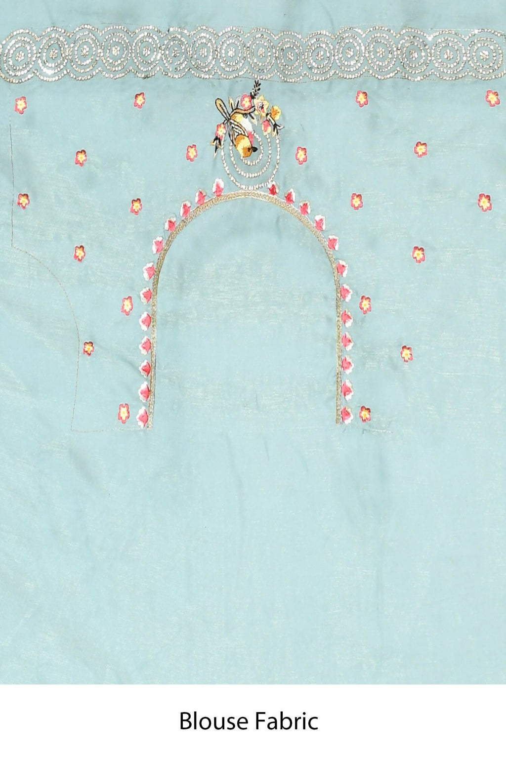 Blue Net Organza Silk Thread Emboidered with Stone Work Saree - Nimaya Benzy | Grocsy